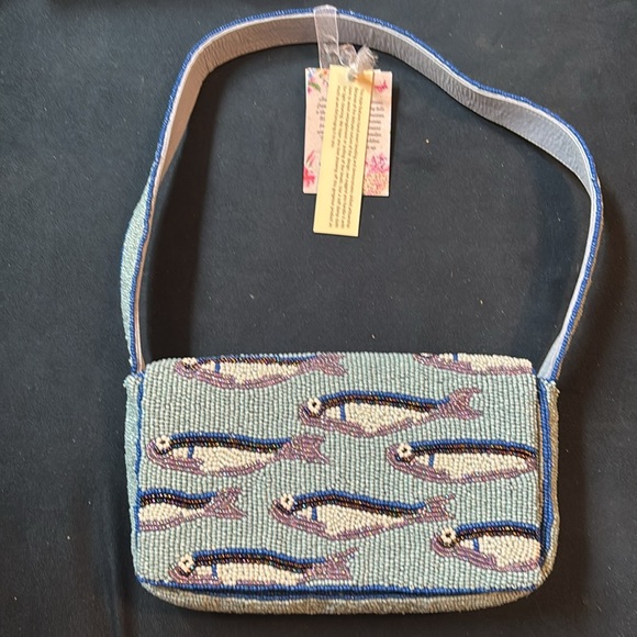 NWT Viral Handcrafted in India Sardine Fish Beaded Purse